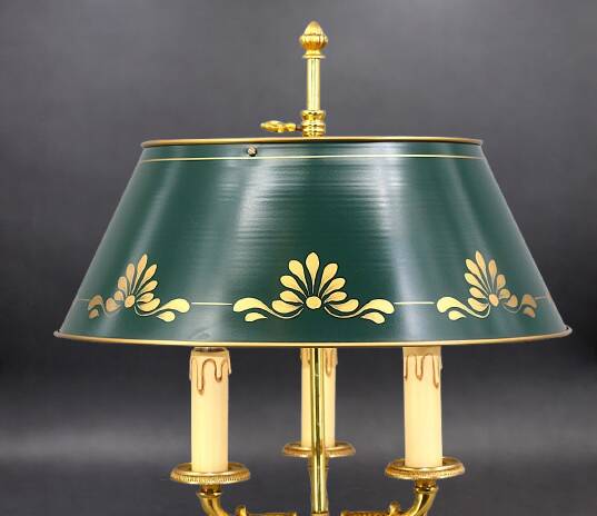 Empire Style Bouillotte Lamp in Gilded Bronze with Three Lights "Lucien Gau"