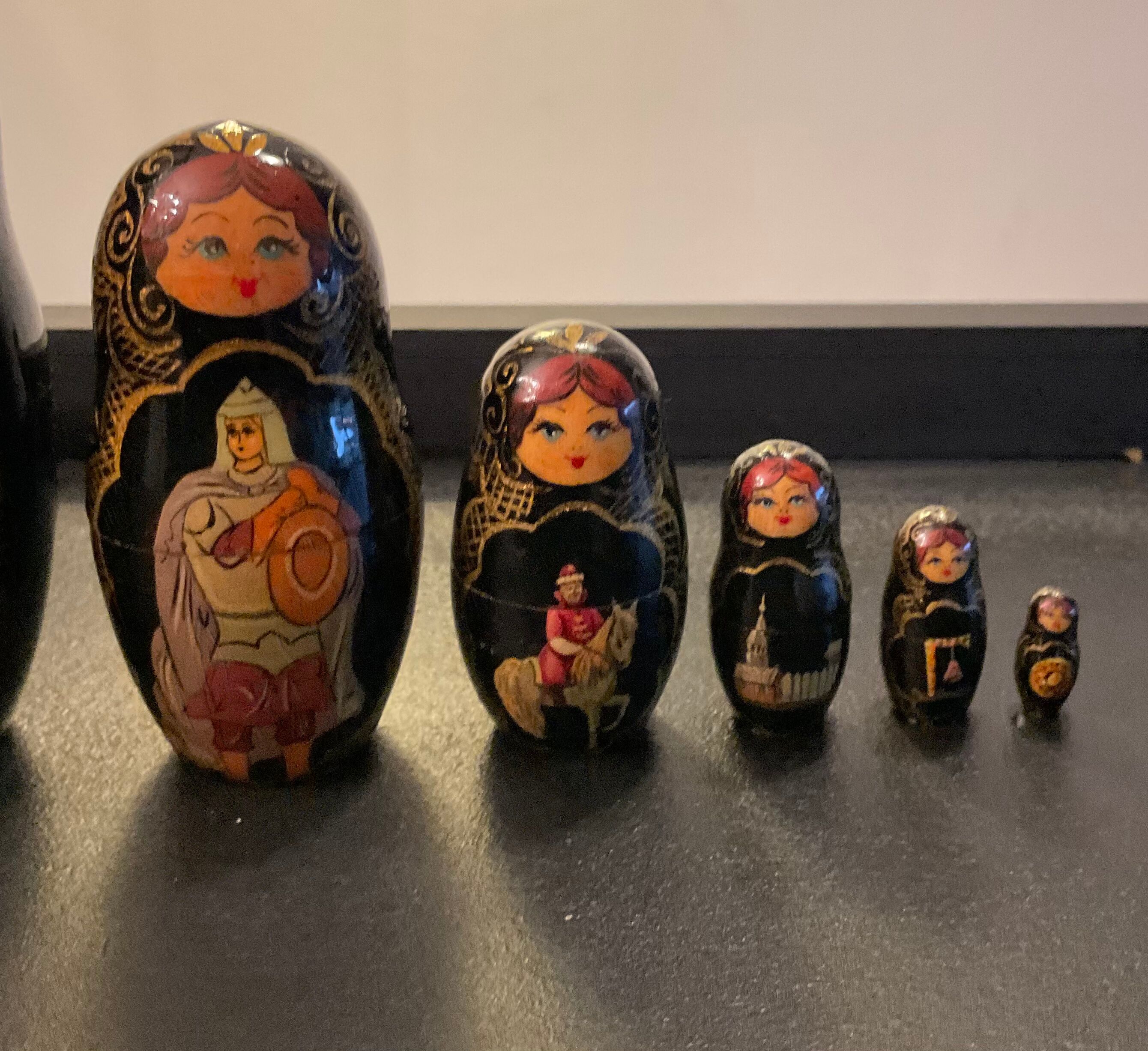 Series of 10 old Russian Matryoshka dolls