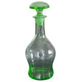 Art Deco Czech liqueur carafe in clear and green glass with a stopper (1930s)