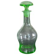 Art Deco Czech liqueur carafe in clear and green glass with a stopper (1930s)