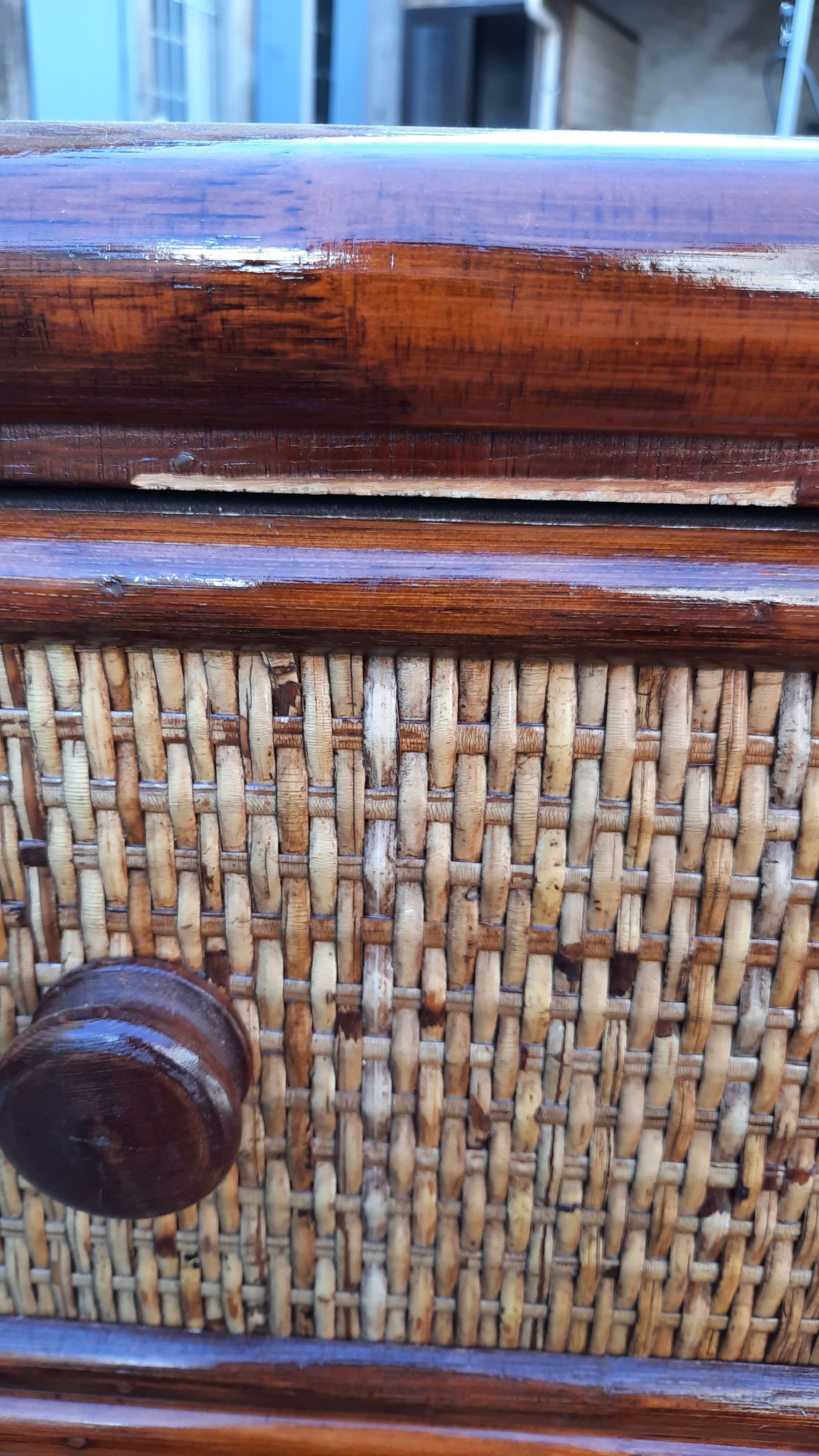 Rattan and bamboo chest of drawers