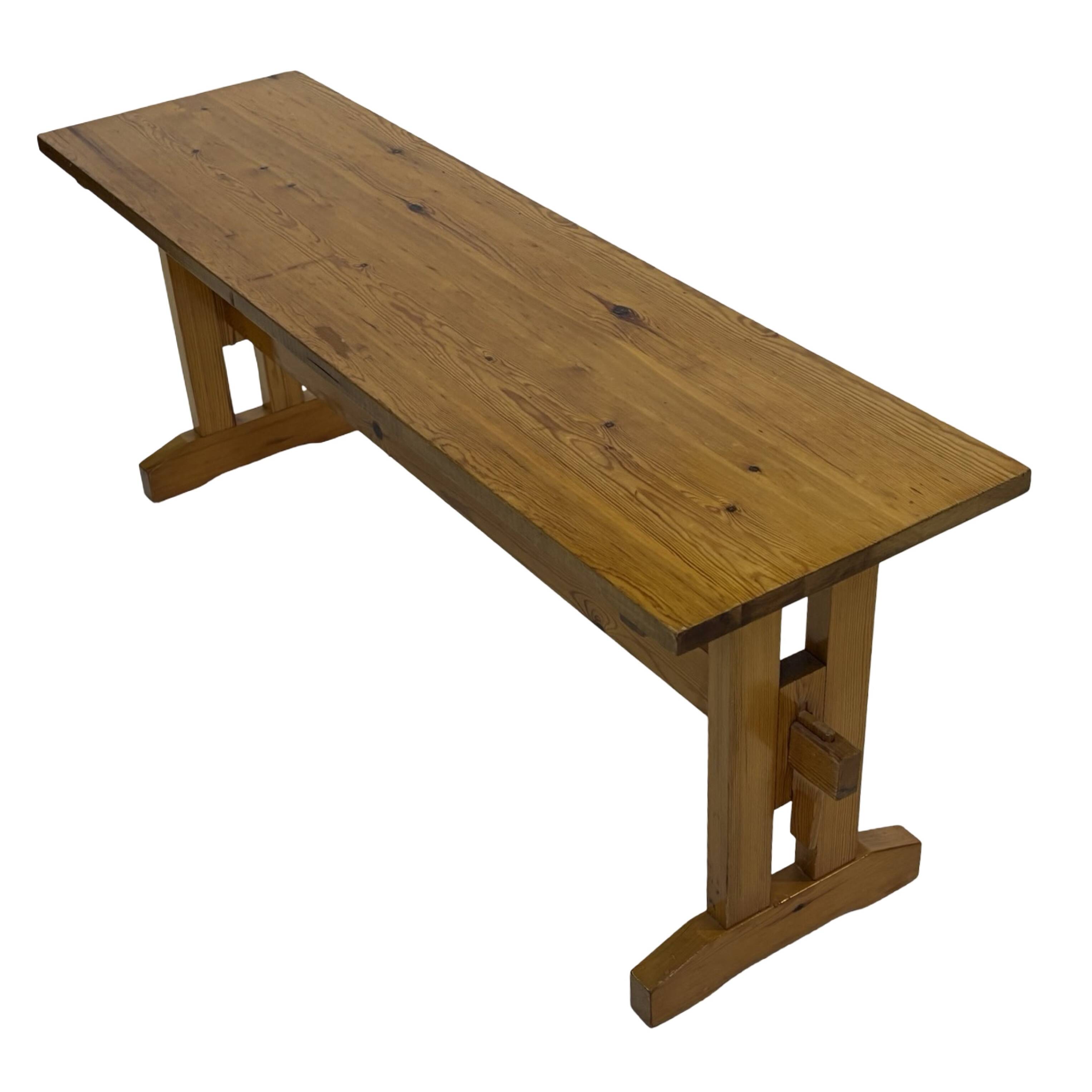 Vintage Scandinavian modern pinewood bench from the 1960's