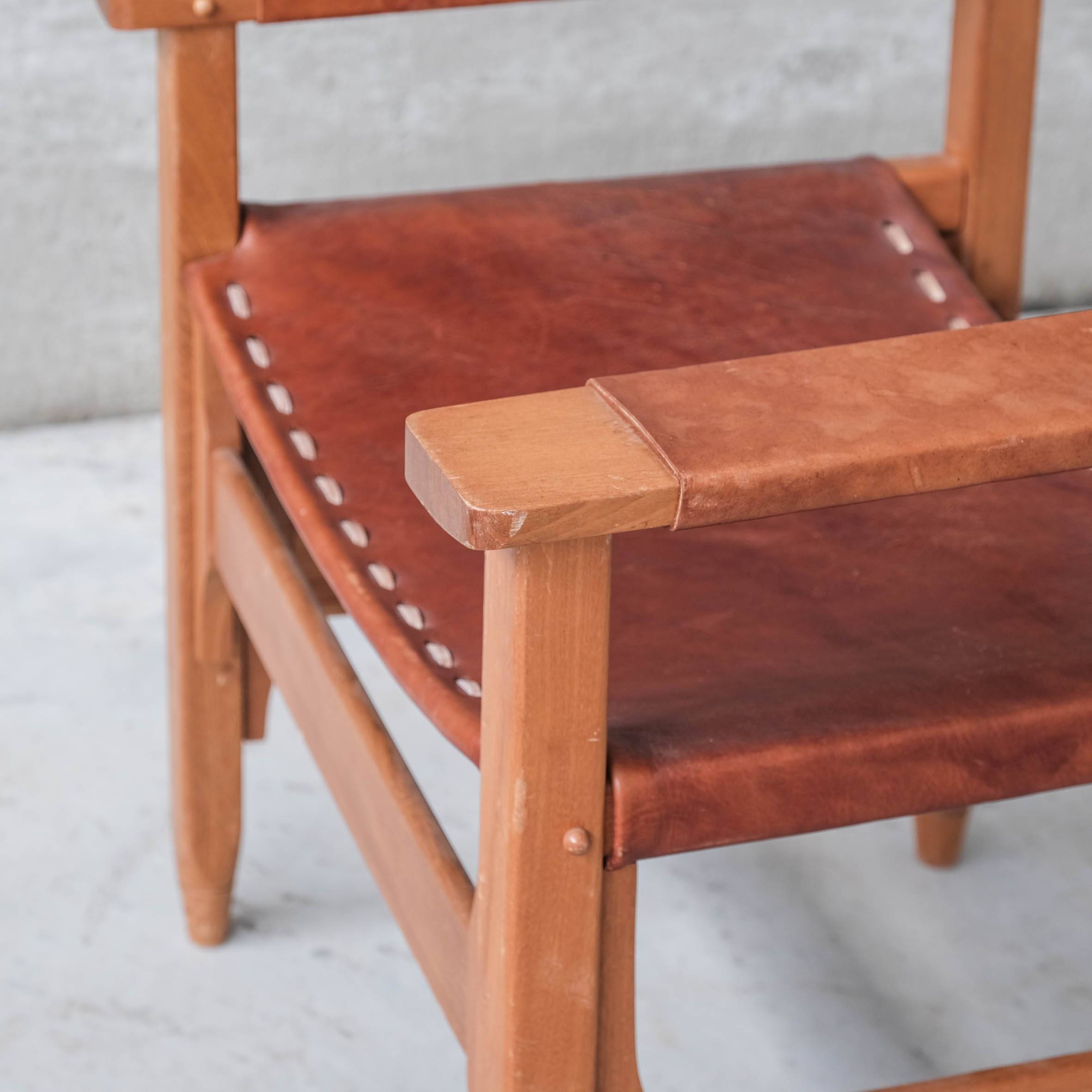 Pair of Mid-Century French Leather Armchairs