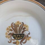 8 flat plates, Carnation model, art deco, CREIL ET MONTEREAU, floral pattern, old