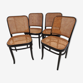 Suite de 4 chaises cannage par Joseph Hoffmann vintage années 1970