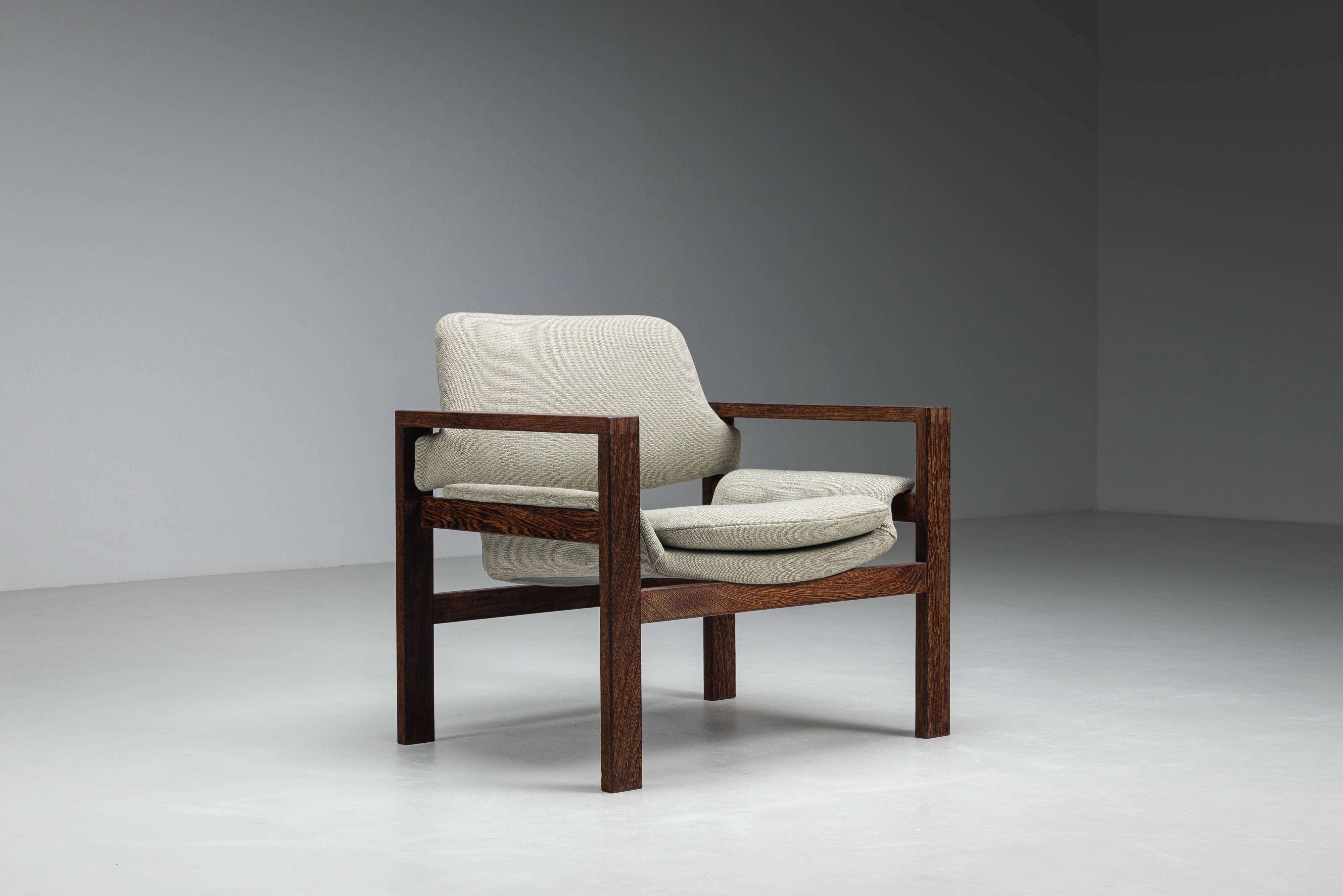 Fauteuil lounge en wengé de milieu de siècle