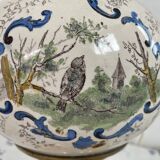 Antique lamp on earthenware vase attributed to Lunéville, monogram LN