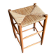Tabouret haut en paille tressée et bois
