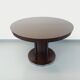 Table ronde de repas vintage en bois d’ébène et métal chromé Space Age