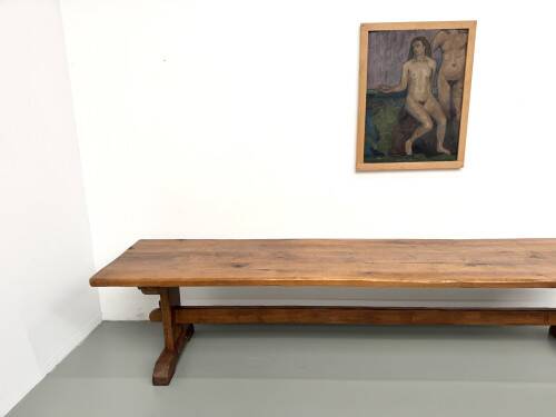 Monastery table in solid oak, 350 cm, circa 1900.