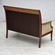1950s, 2 seater Danish highback sofa, furniture velour, laqered teak wood.
