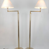 Paire de lampadaires modulables en laque et laiton 1970s