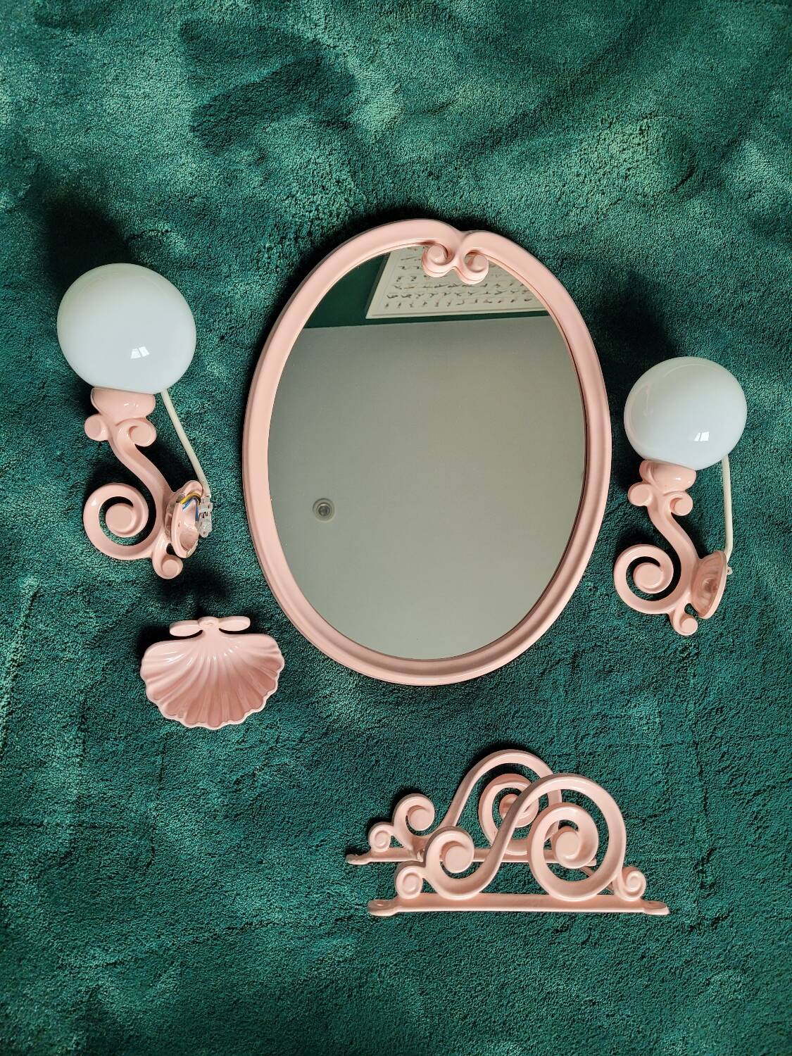Pink Cast Iron Bathroom Set