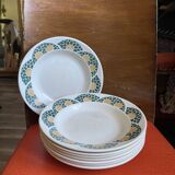 Lot of 8 Givors plates in antique earthenware.