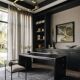 Guido Faleschini's desk for Mariani, black lacquered, 1970s