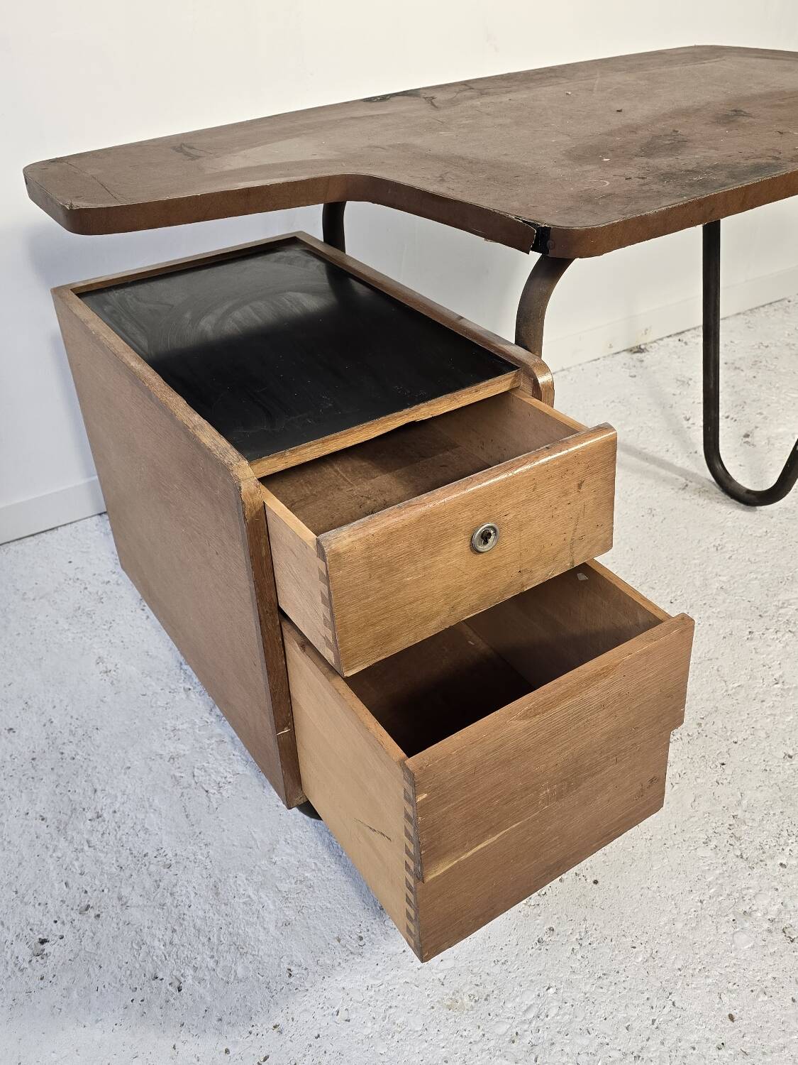 Mobilor Desk CAB Roger Charroy – modernist metal wood 1950 vintage