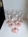 Set of 6 wine glasses with pink feet 70s