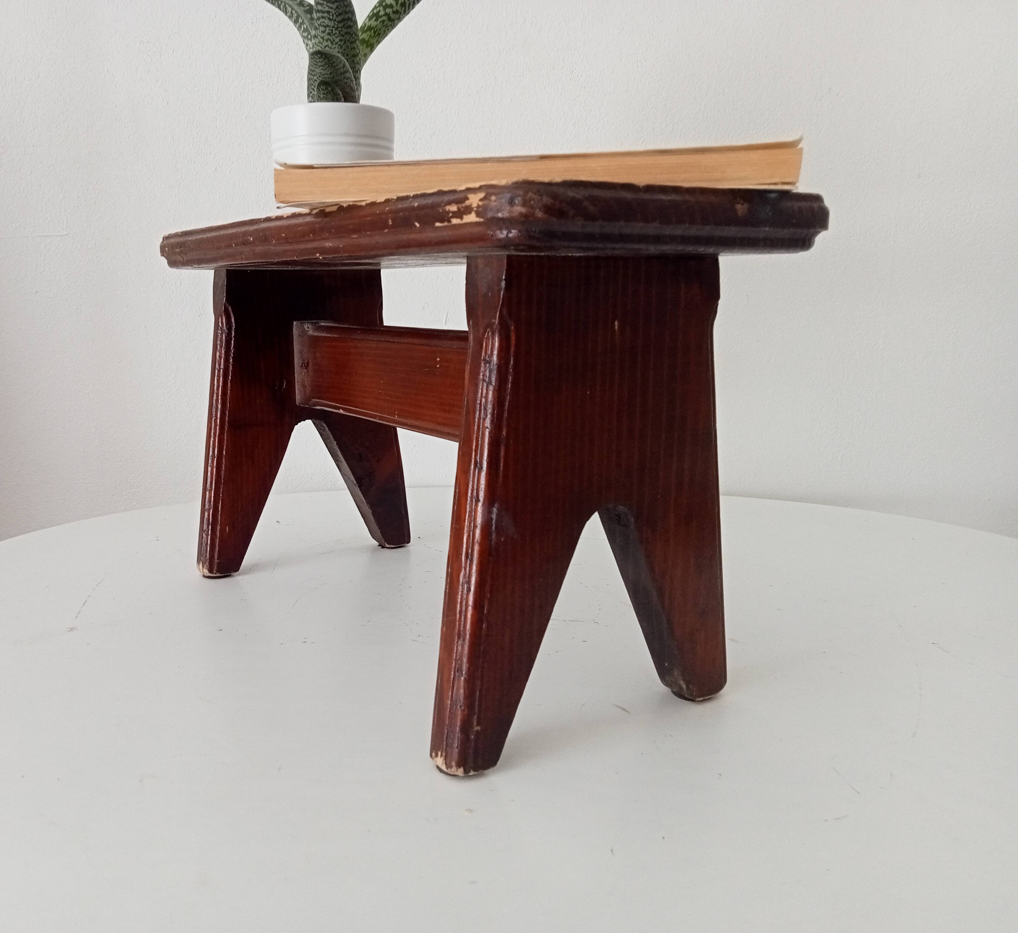 Vintage wooden plant stand stool