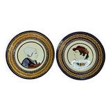 Quimper HB, pair of earthenware plates couple circa 1950