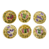 6 assiettes a dessert sarreguemines céramique barbotine fruits