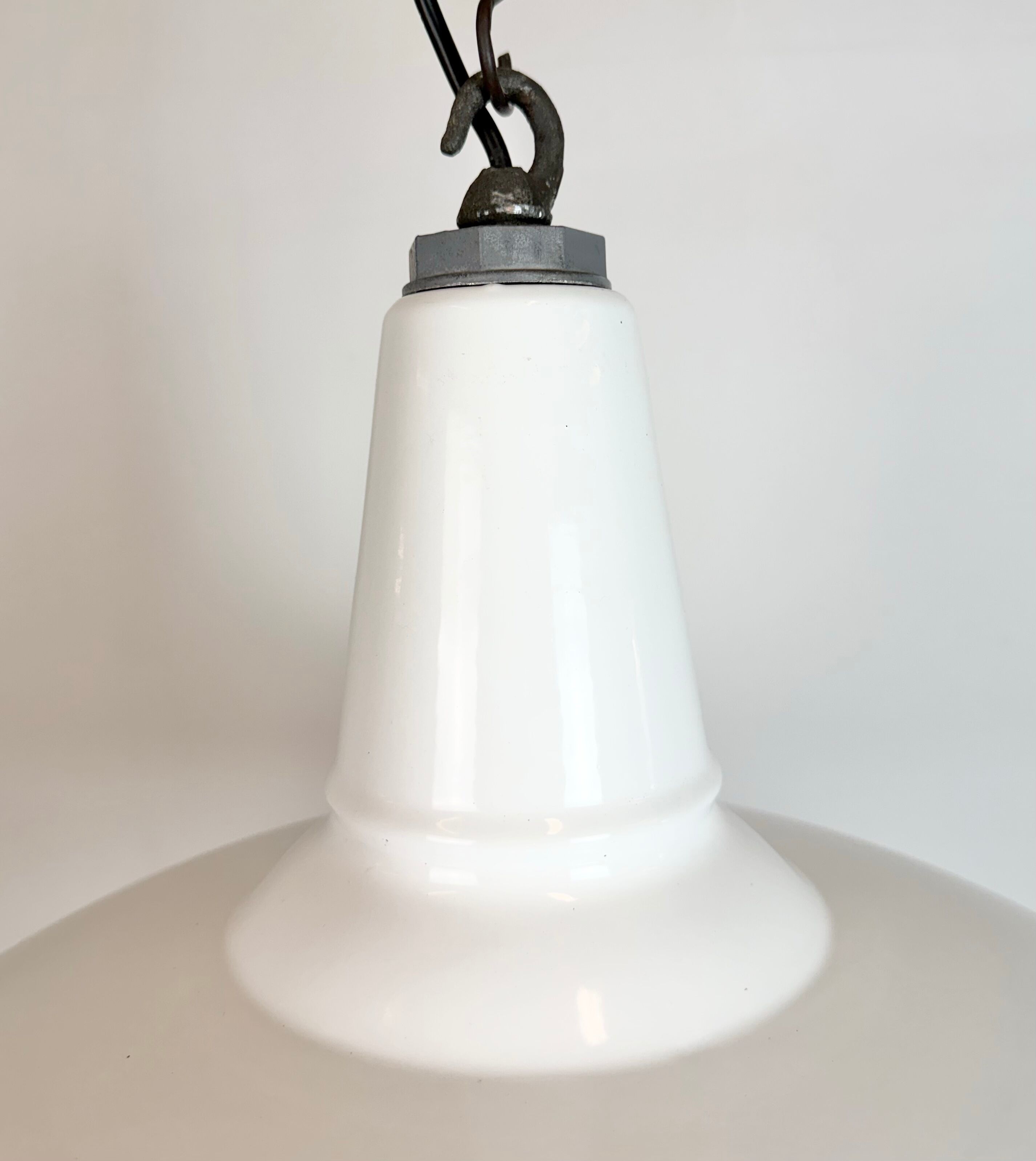 Industrial White Enamel Factory Pendant Lamp from Benjamin USA, 1960s