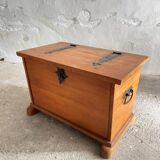 Swiss solid pine chest with wrought iron fittings, mid-20th century.