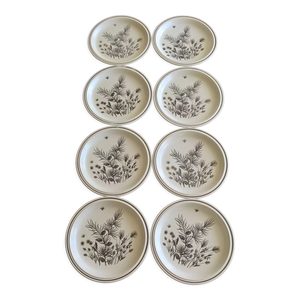 8 assiettes plates W.H. Grindley ''Pinewood