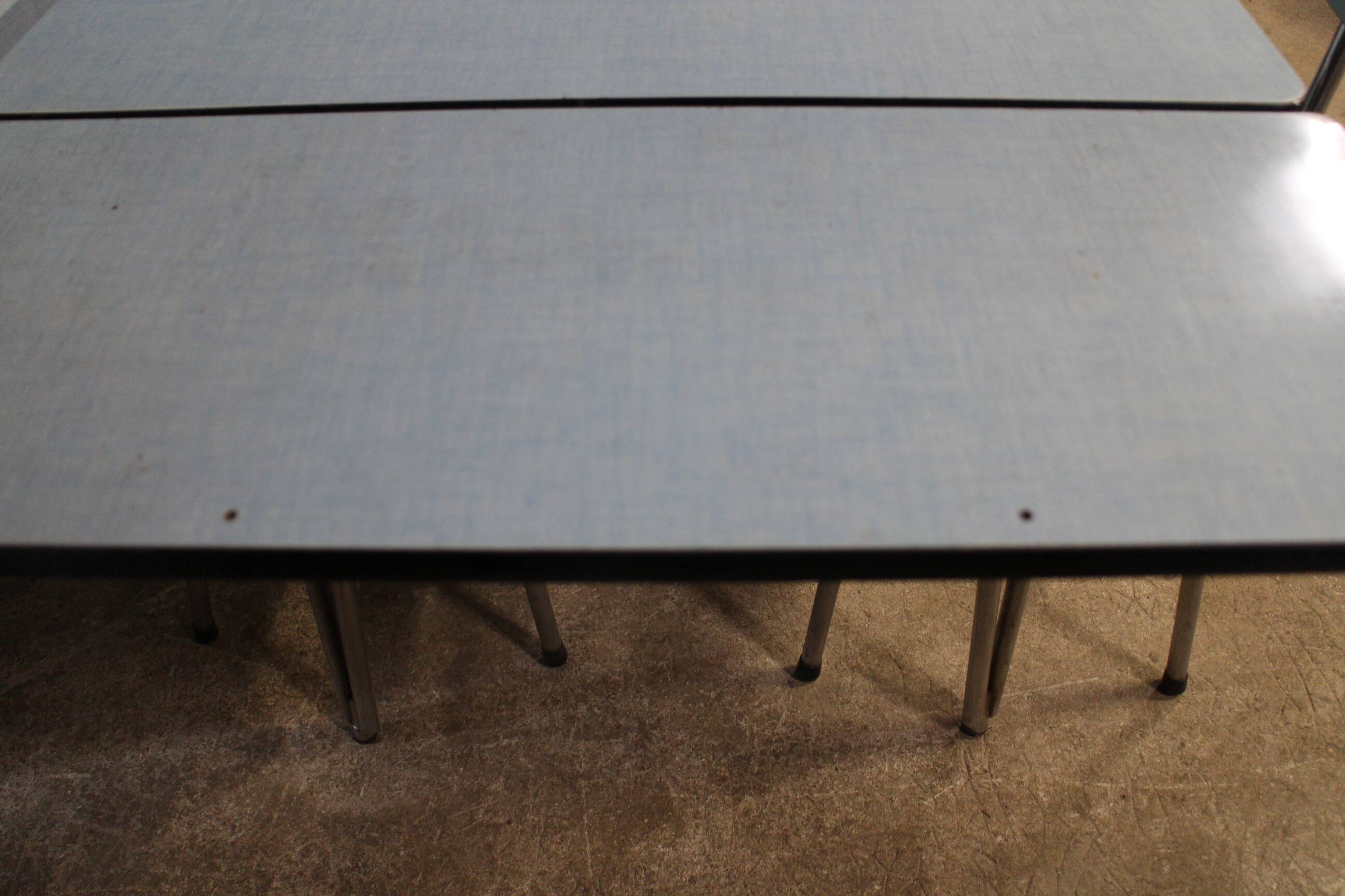 complete kitchen in blue formica buffet table and chairs