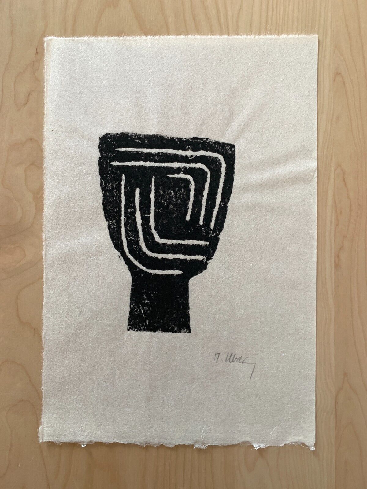 Original slate print on Japan by Raoul UBAC, Head I, 1975