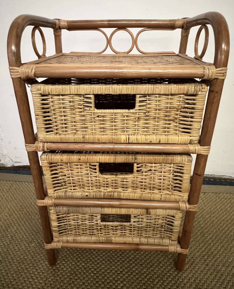 Vintage rattan chest of drawers