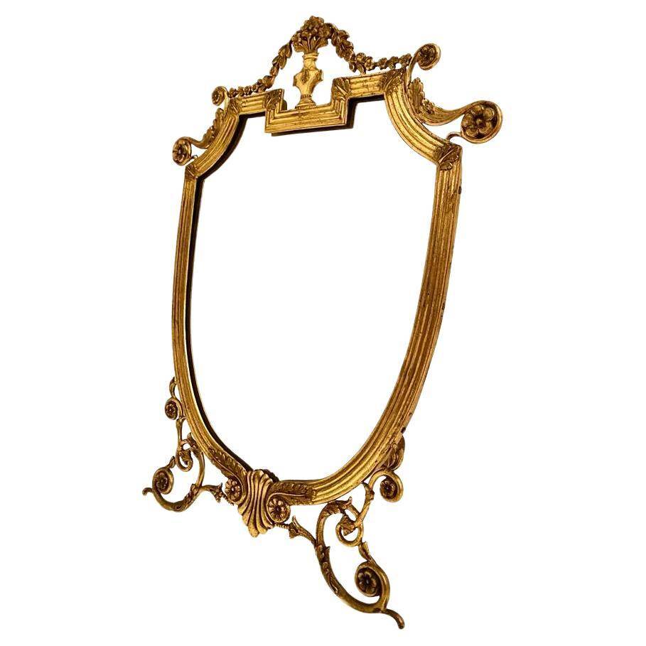 Art deco brass table mirror, Italy 1920