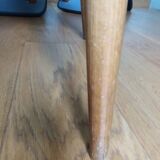 3 Scandinavian style skai faux leather and wood chairs