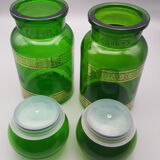 Glass jars container made in green belgium with golden liseret