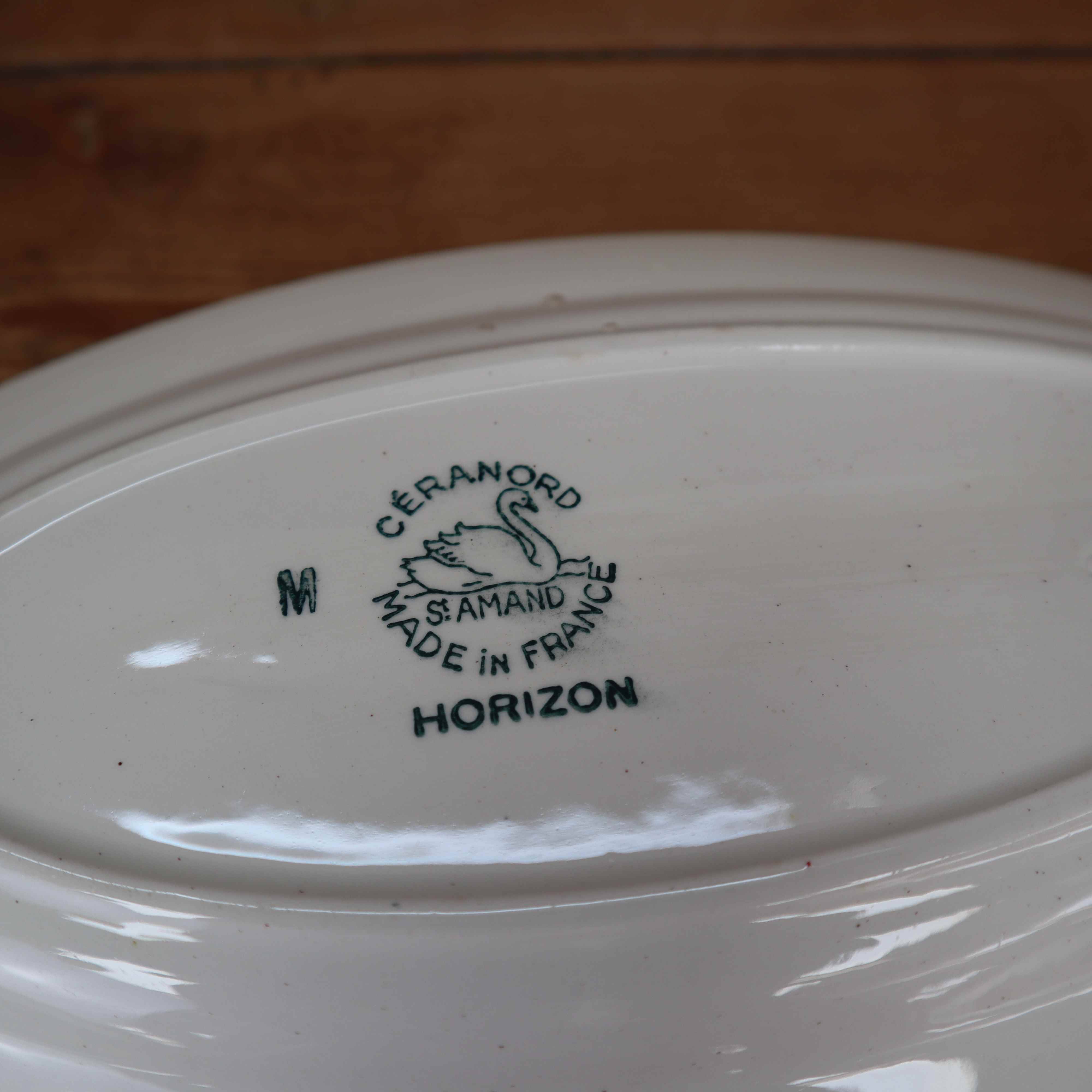 Old oval earthenware dish "Horizon" St Amand