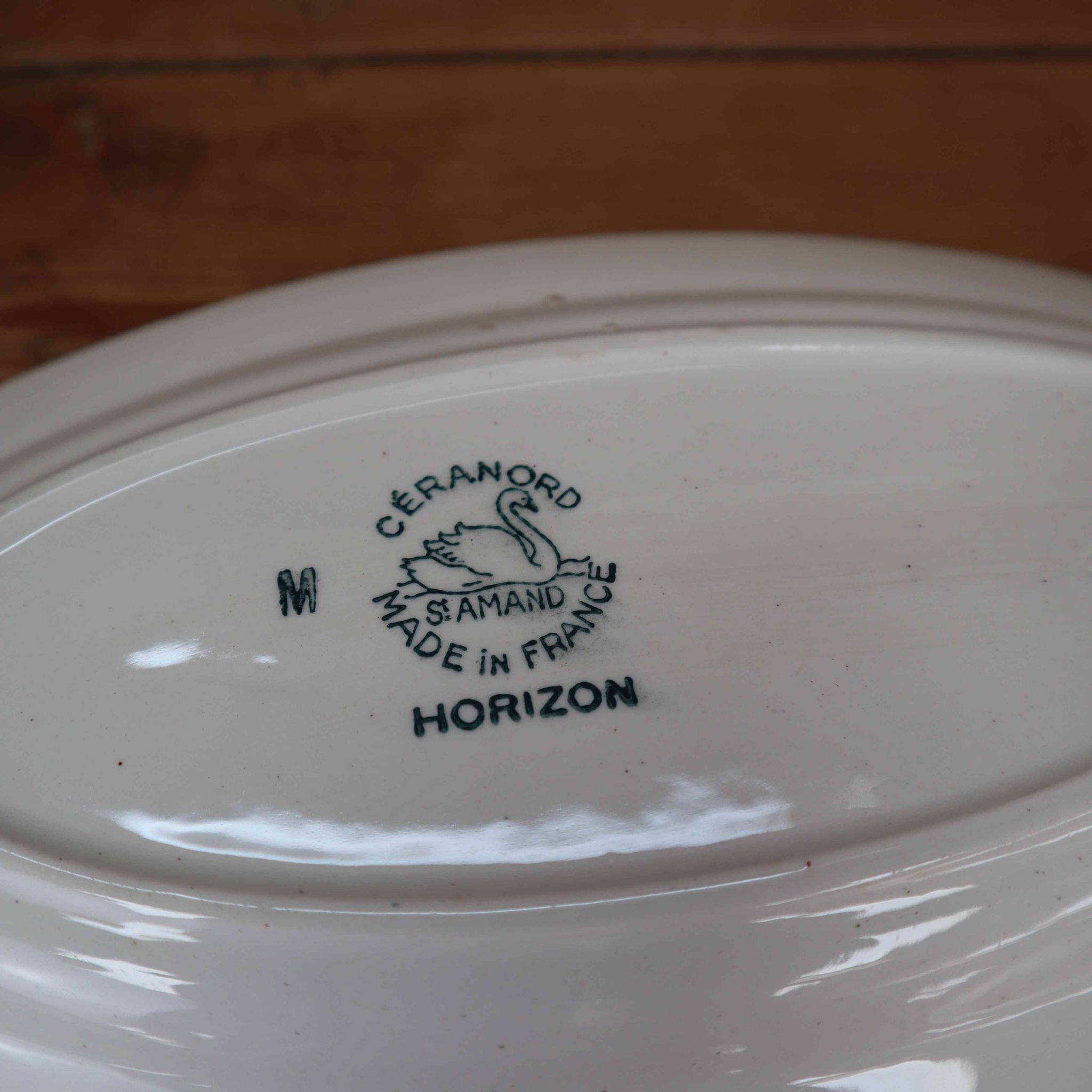 Old oval earthenware dish "Horizon" St Amand