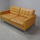 Florence Knoll two-seater sofa in mustard yellow leather, 1970