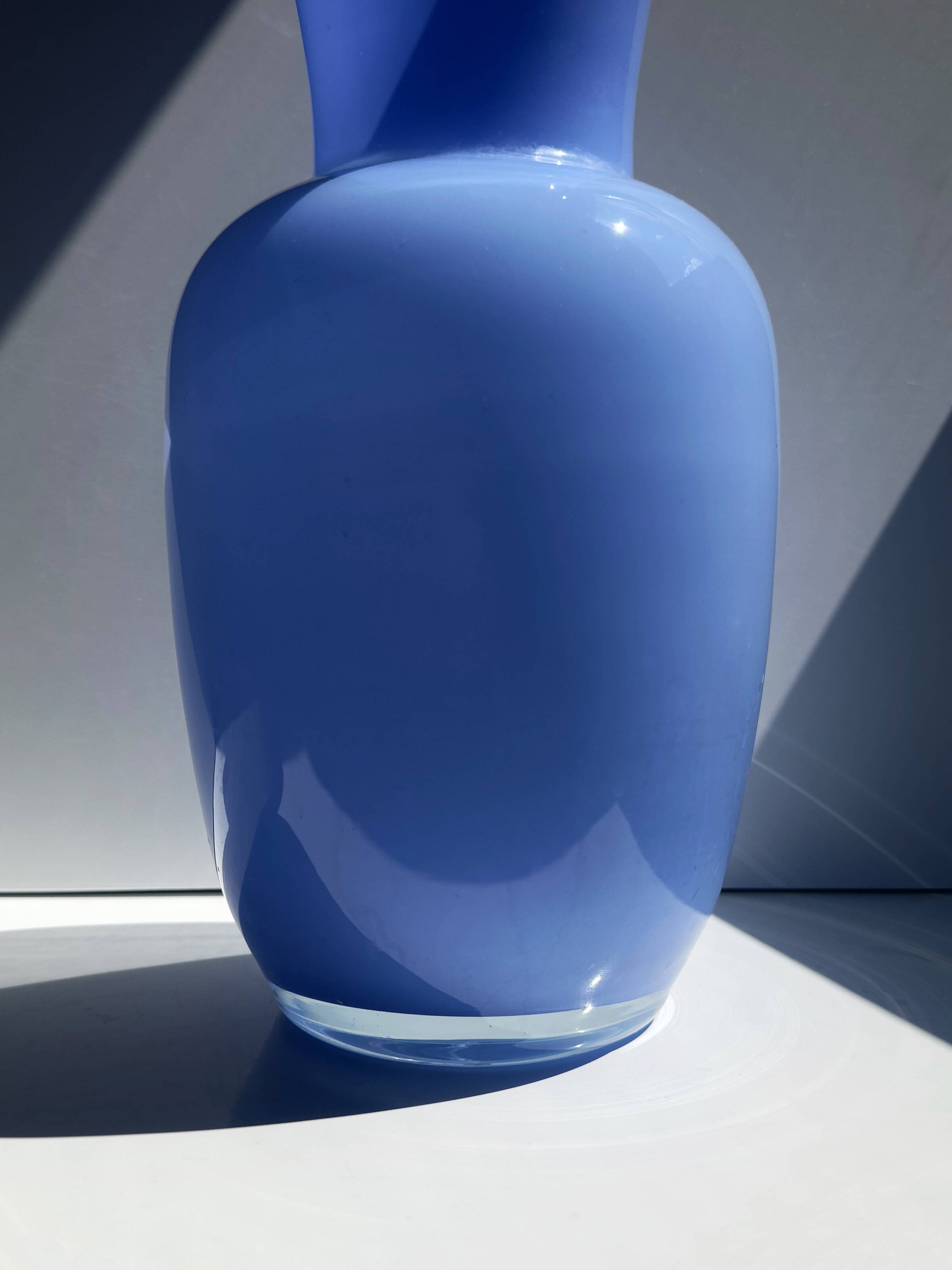 Vintage Italian opal glass vase in blue
