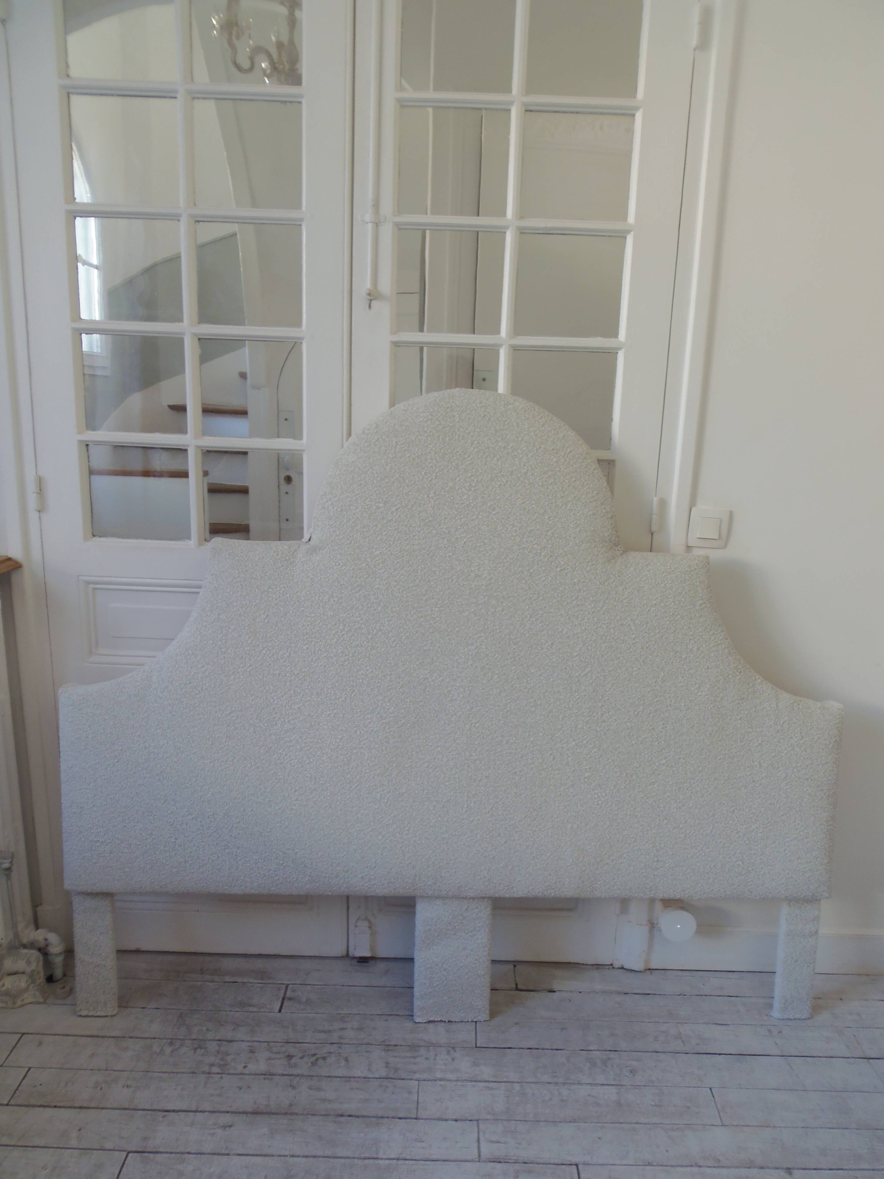 160 headboard upholstered in off-white bouclé fabric