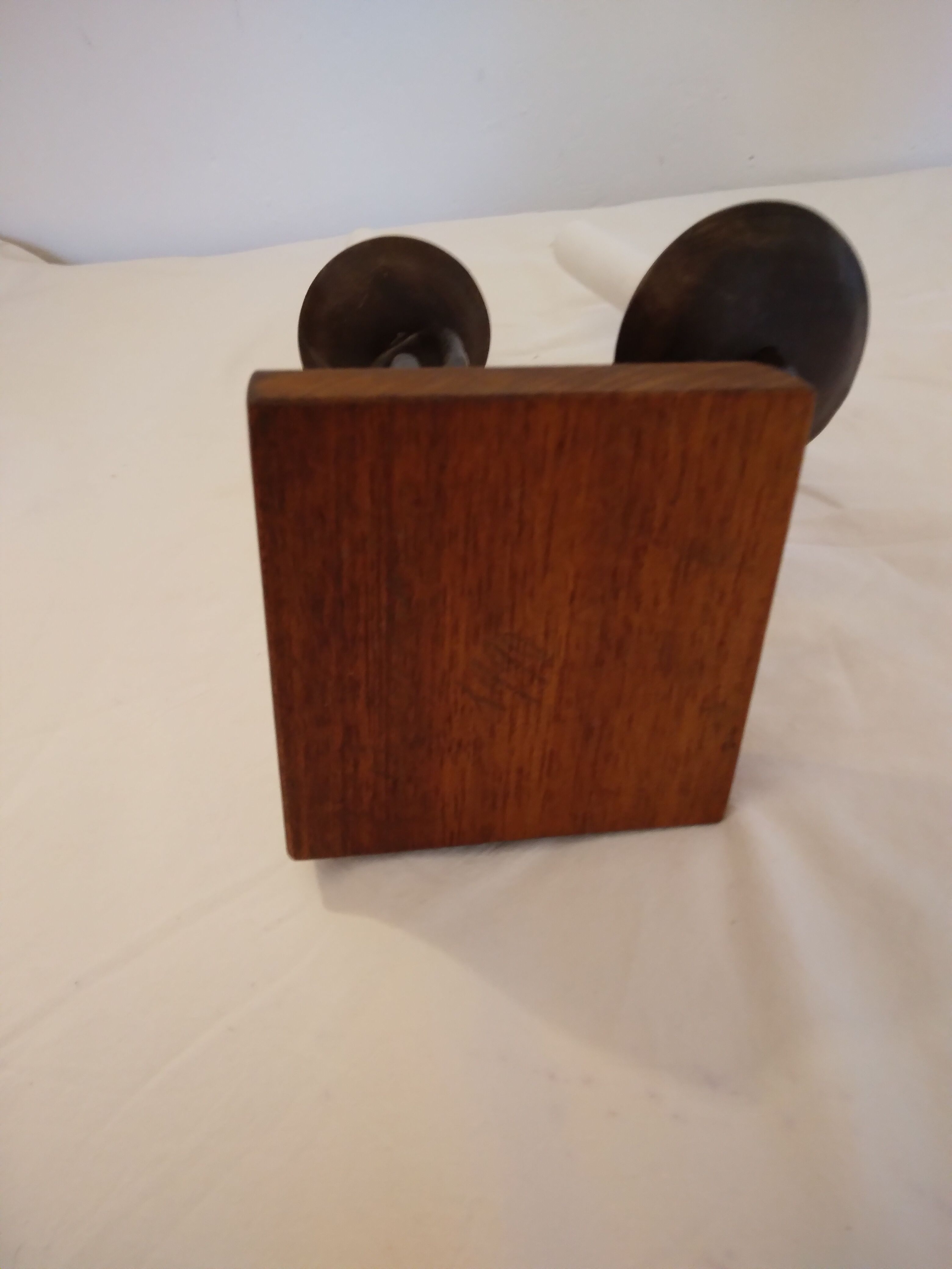 Double brutalist wrought iron candle holder