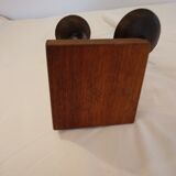 Double brutalist wrought iron candle holder