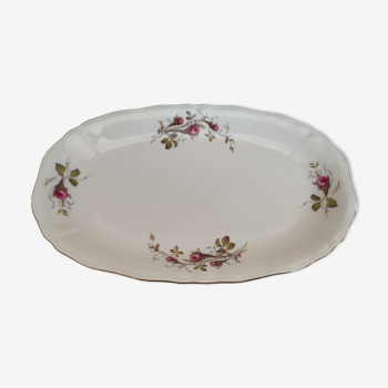 Plat ovale en porcelaine elfenbein porzellan bavaria crème décor roses anciennes et liseré dor