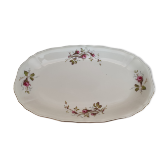 Plat ovale en porcelaine elfenbein porzellan bavaria crème décor roses anciennes et liseré dor