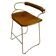 Kitchen Stool with Backrest Brass Steel Natural Tobacco Leather Modern