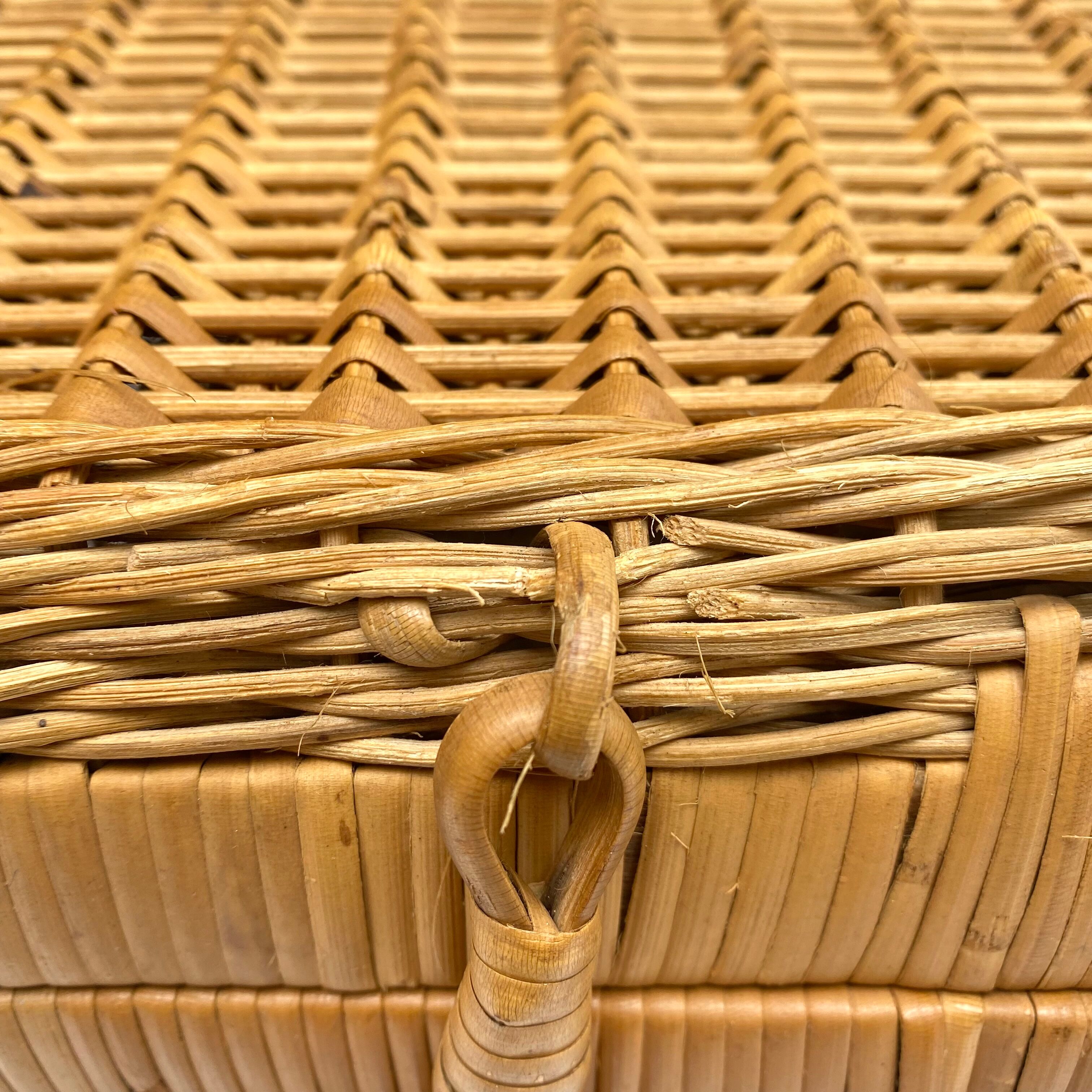 Vintage braided bamboo suitcase