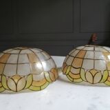 Pair of mother-of-pearl lampshades