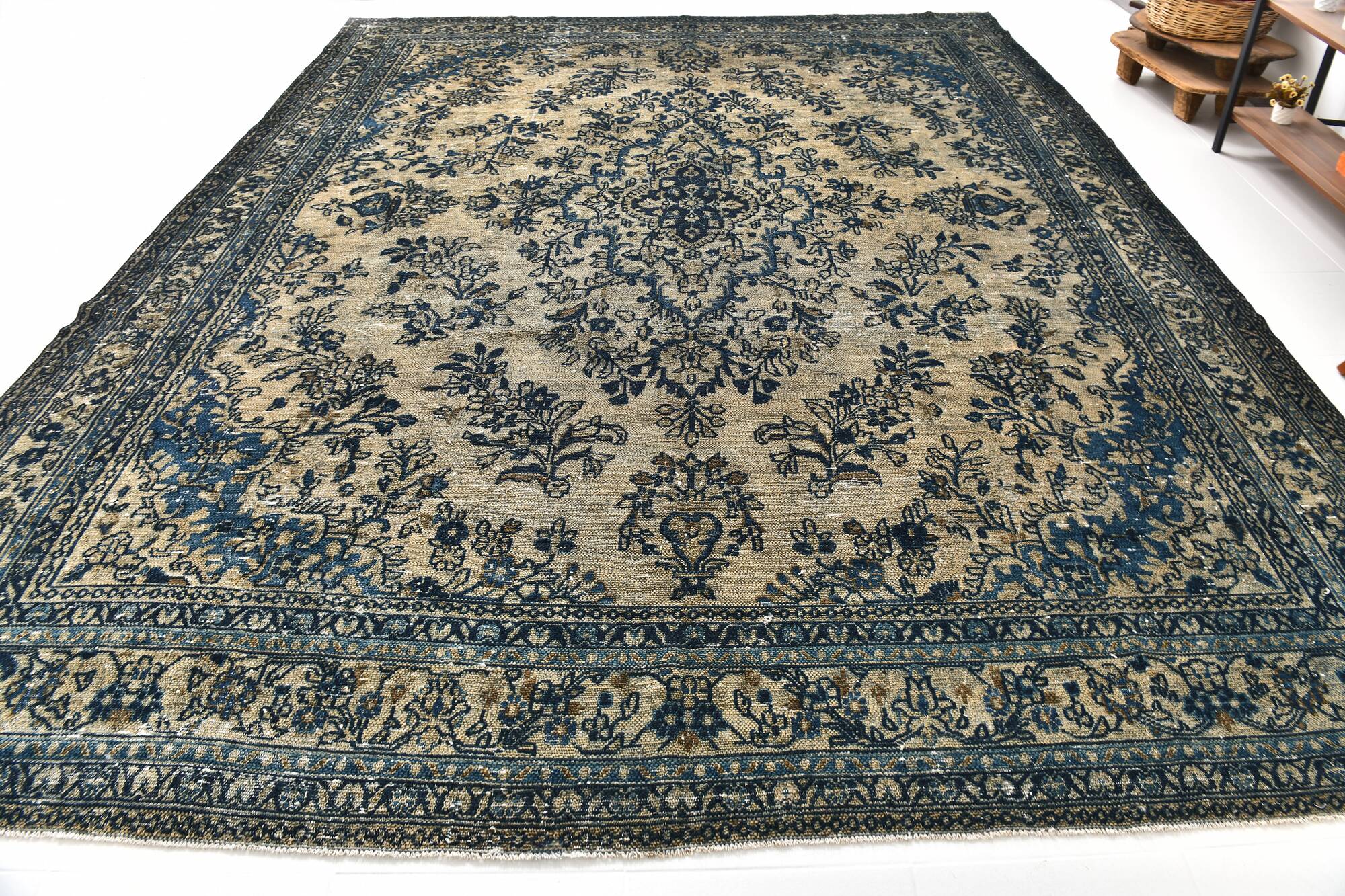 Classic Pattern Navy Blue Persian Rug, 311x402Cm