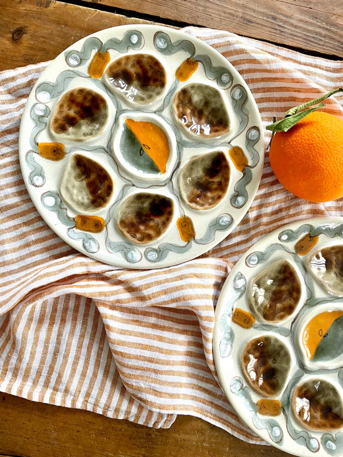 Set of 2 vintage oyster plates MBFA Pornic Amphitrite France