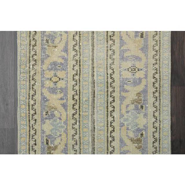 Vintage Turkish Oushak Handmade Wool Cotton Beige Runner Rug 71x315