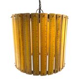 Modern artisanal rulers shaped ceiling lamp, France 1960s