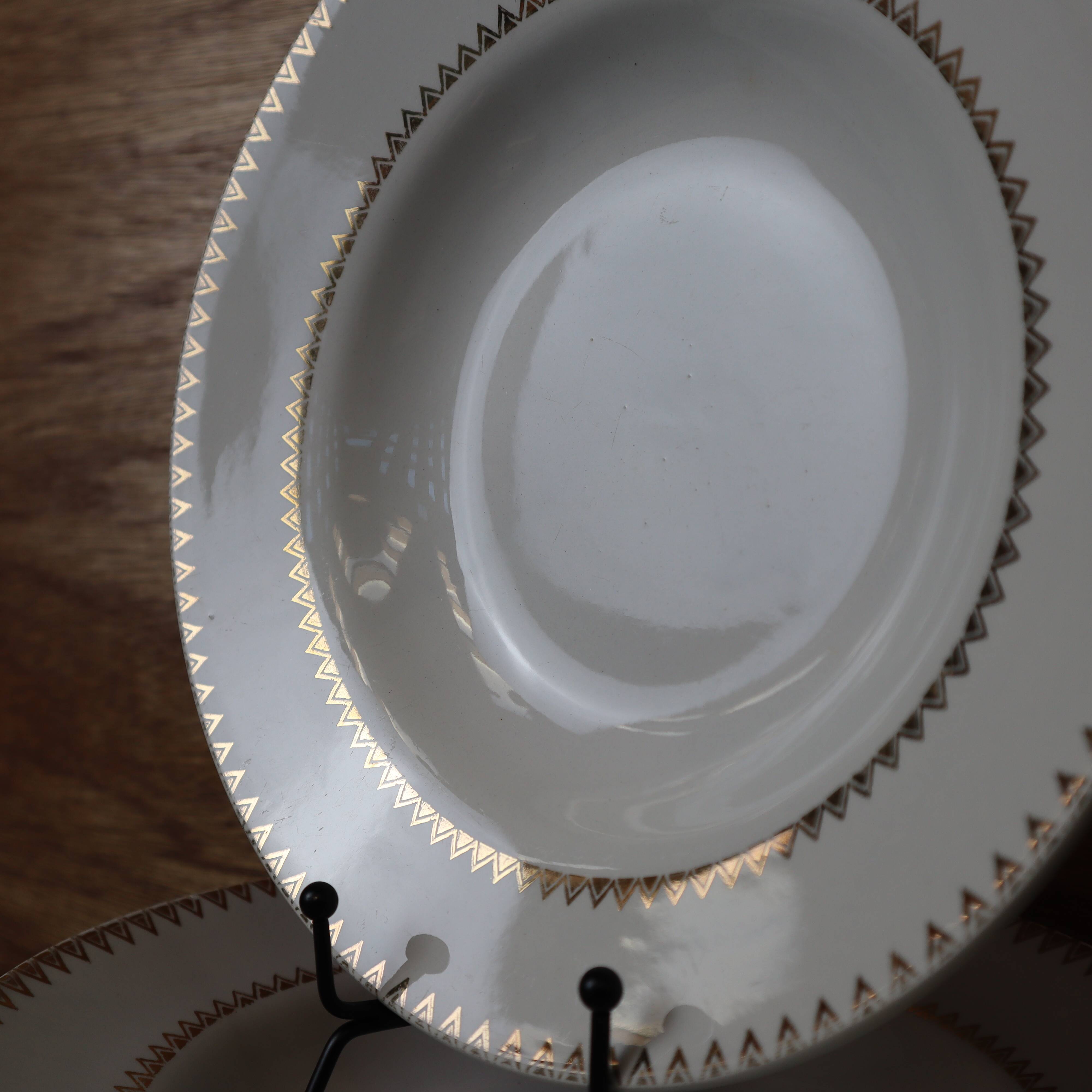 Set of 6 deep porcelain plates Golden Frise